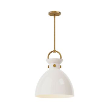 Waldo One Light Pendant in Aged Gold Glossy Opal Glass by Alora