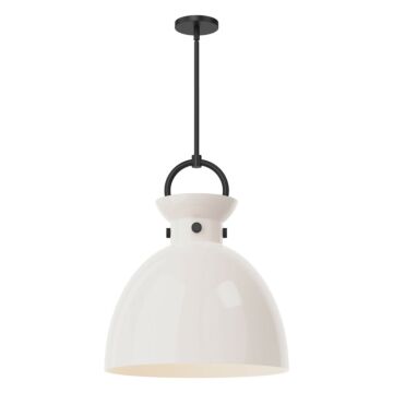 Waldo One Light Pendant in Matte Black Glossy Opal Glass by Alora