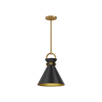 Emerson One Light Pendant in Aged Gold Matte Black by Alora