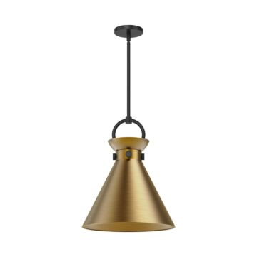 Emerson One Light Pendant in Matte Black Aged Gold by Alora
