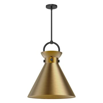 Emerson One Light Pendant in Matte Black Aged Gold by Alora