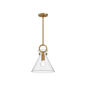 Emerson One Light Pendant in Aged Gold Clear by Alora