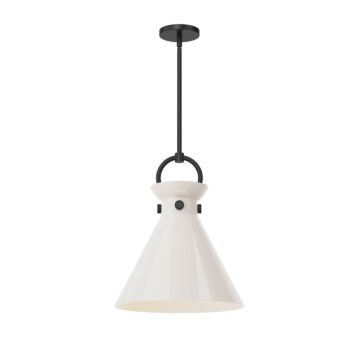 Emerson One Light Pendant in Matte Black Glossy Opal Glass by Alora