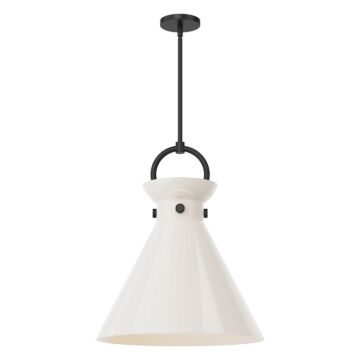 Emerson One Light Pendant in Matte Black Glossy Opal Glass by Alora