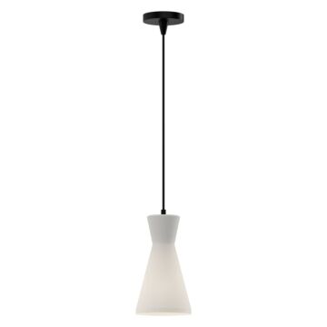 Betty One Light Pendant in Matte Black Opal Glass by Alora