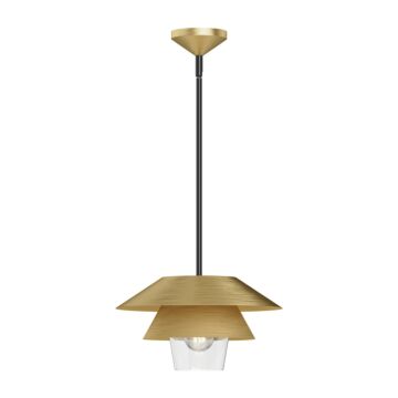 Tetsu One Light Pendant in Brushed Gold Clear Glass by Alora
