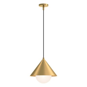 Remy One Light Pendant in Brushed Gold Opal Glass by Alora