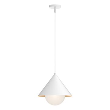 Remy One Light Pendant in White Opal Glass by Alora