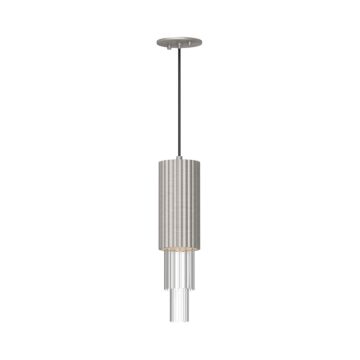 Bordeaux LED Pendant in Brushed Nickel Clear Ribbed Glass by Alora