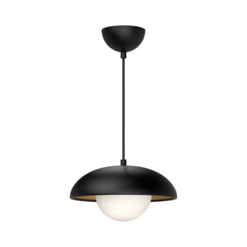 Rubio One Light Pendant in Matte Black Opal Matte Glass by Alora