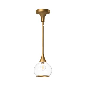 Hazel One Light Pendant in Aged Gold Clear Glass by Alora