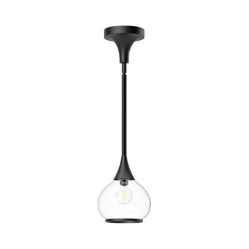 Hazel One Light Pendant in Clear Glass Matte Black by Alora