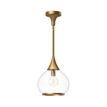 Hazel One Light Pendant in Aged Gold Clear Glass by Alora