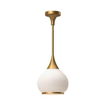 Hazel One Light Pendant in Aged Gold Opal Matte Glass by Alora