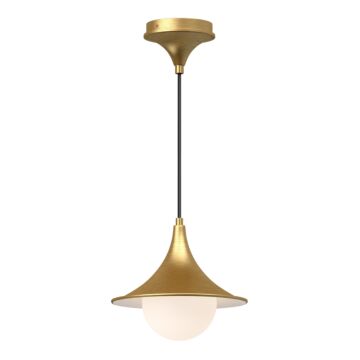 Fuji One Light Pendant in Brushed Gold Opal Matte Glass by Alora