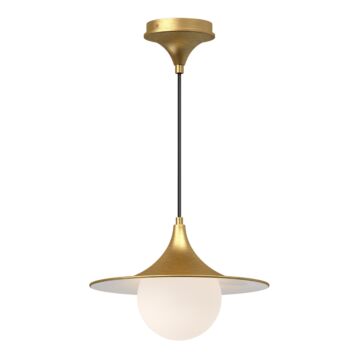 Fuji One Light Pendant in Brushed Gold Opal Matte Glass by Alora