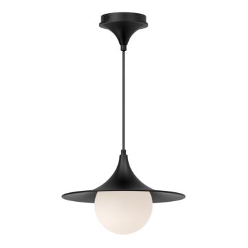 Fuji One Light Pendant in Matte Black Opal Matte Glass by Alora