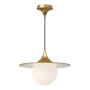 Fuji One Light Pendant in Brushed Gold Opal Matte Glass by Alora
