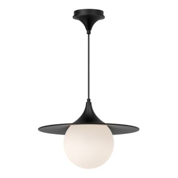 Fuji One Light Pendant in Matte Black Opal Matte Glass by Alora