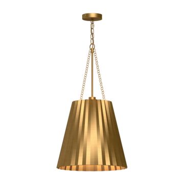 Plisse One Light Pendant in Aged Gold by Alora