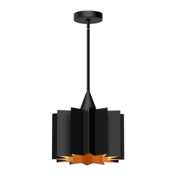 Plisse One Light Pendant in Matte Black by Alora