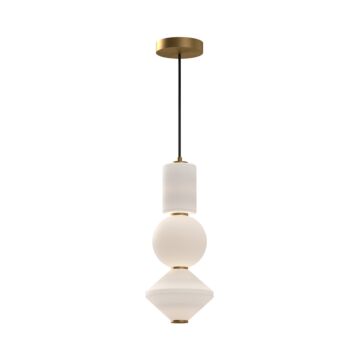 Bijou LED Pendant in Aged Gold Opal Matte Glass by Alora