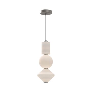 Bijou LED Pendant in Brushed Nickel Opal Matte Glass by Alora