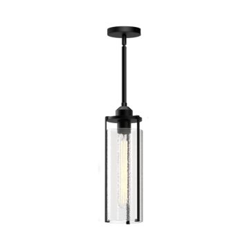 Belmont One Light Pendant in Clear Water Glass Matte Black by Alora