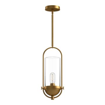 Cyrus One Light Pendant in Aged Gold Clear Glass by Alora