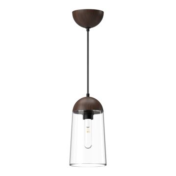 Emil One Light Pendant in Matte Black Walnut by Alora