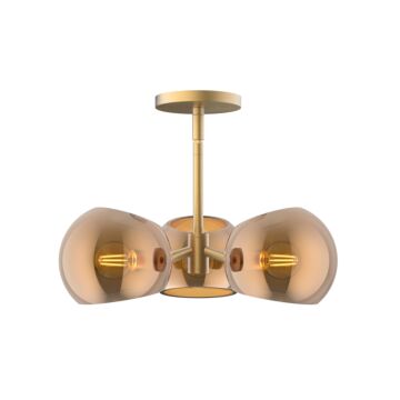 Willow Three Light Pendant in Brushed Gold Copper Glass by Alora