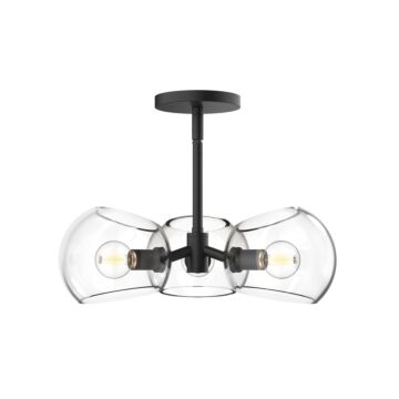 Willow Three Light Pendant in Clear Glass Matte Black by Alora