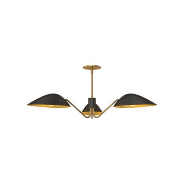Oscar Three Light Pendant in Aged Gold Matte Black by Alora