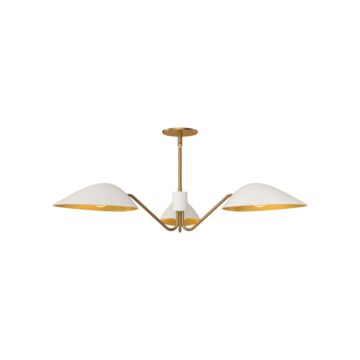 Oscar Three Light Pendant in Aged Gold White by Alora