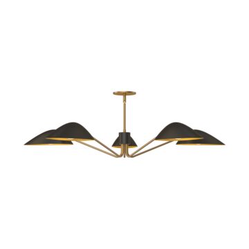 Oscar Five Light Pendant in Aged Gold Matte Black by Alora