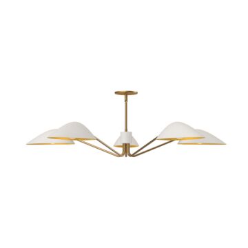 Oscar Five Light Pendant in Aged Gold White by Alora