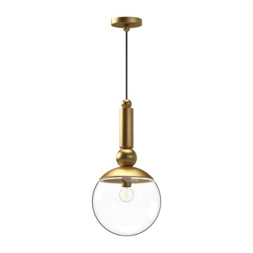 Delilah One Light Pendant in Brushed Gold Clear Glass by Alora