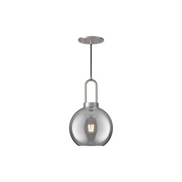 Soji One Light Pendant in Brushed Nickel Smoked Solid Glass by Alora