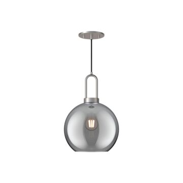 Soji One Light Pendant in Brushed Nickel Smoked Solid Glass by Alora