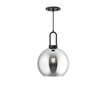 Soji One Light Pendant in Matte Black Smoked Solid Glass by Alora