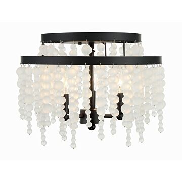 Poppy Three Light Semi Flush Mount in Matte Black by Crystorama