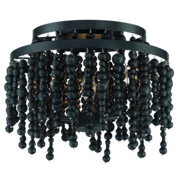 Poppy Three Light Semi Flush Mount in Matte Black by Crystorama