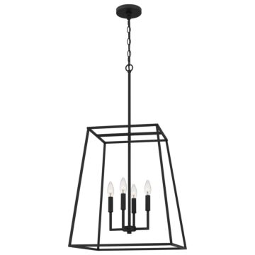 Prescott Four Light Pendant in Matte Black by Quoizel