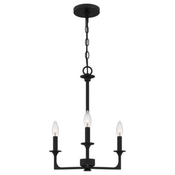 Prescott Three Light Chandelier in Matte Black by Quoizel