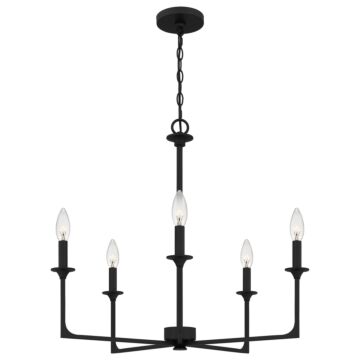 Prescott Five Light Chandelier in Matte Black by Quoizel