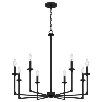 Prescott Eight Light Chandelier in Matte Black by Quoizel
