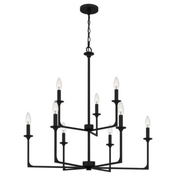 Prescott Nine Light Chandelier in Matte Black by Quoizel