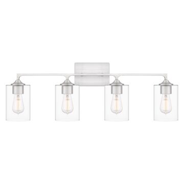 Prescott Four Light Bath in Brushed Nickel by Quoizel