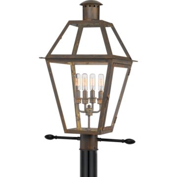 Rue De Royal Four Light Outdoor Post Mount in Industrial Bronze by Quoizel