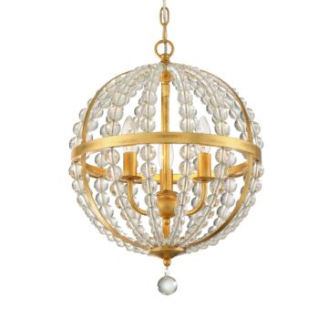 Roxy Three Light Chandelier in Antique Gold by Crystorama